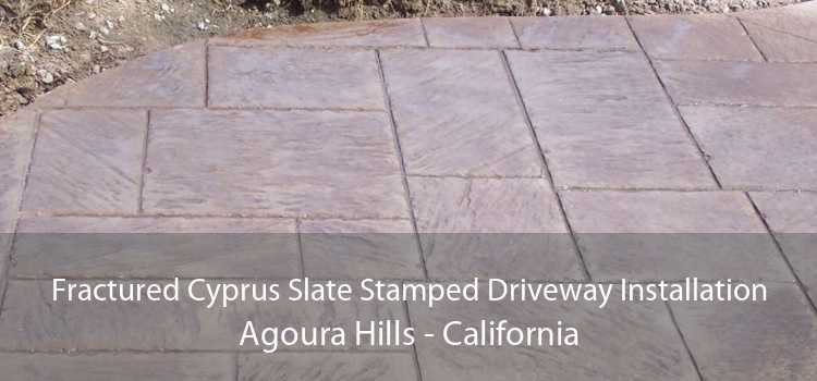 Fractured Cyprus Slate Stamped Driveway Installation Agoura Hills - California