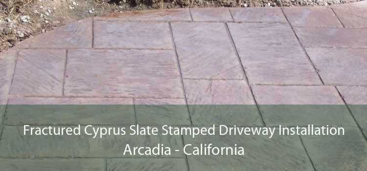 Fractured Cyprus Slate Stamped Driveway Installation Arcadia - California