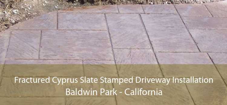 Fractured Cyprus Slate Stamped Driveway Installation Baldwin Park - California