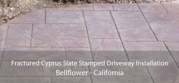 Fractured Cyprus Slate Stamped Driveway Installation Bellflower - California