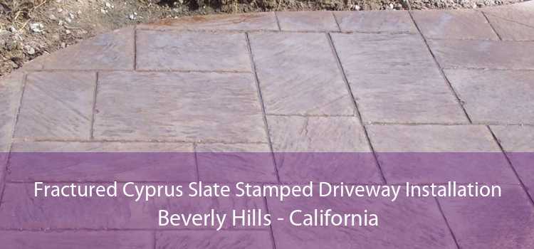 Fractured Cyprus Slate Stamped Driveway Installation Beverly Hills - California