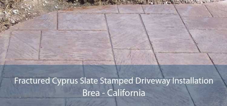 Fractured Cyprus Slate Stamped Driveway Installation Brea - California