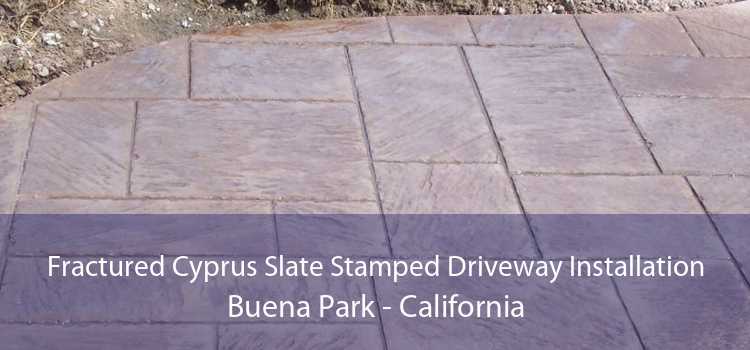 Fractured Cyprus Slate Stamped Driveway Installation Buena Park - California
