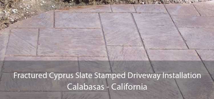 Fractured Cyprus Slate Stamped Driveway Installation Calabasas - California