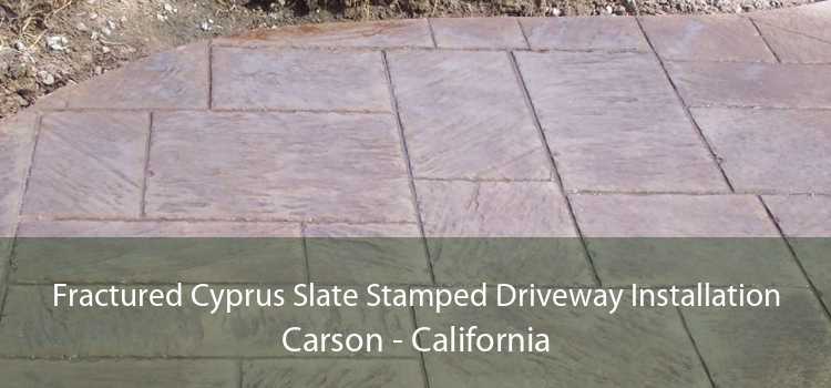 Fractured Cyprus Slate Stamped Driveway Installation Carson - California