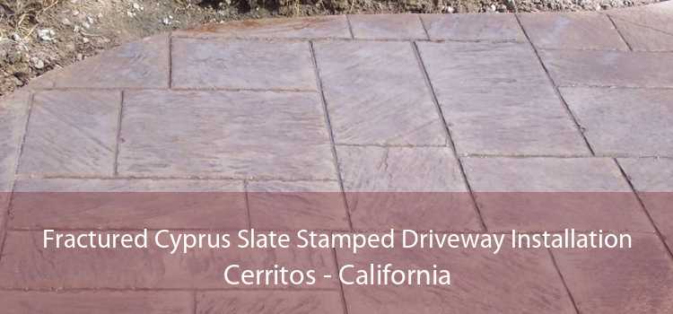 Fractured Cyprus Slate Stamped Driveway Installation Cerritos - California