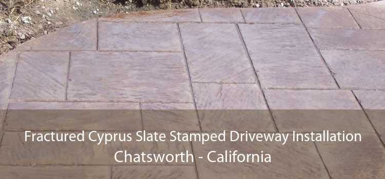 Fractured Cyprus Slate Stamped Driveway Installation Chatsworth - California