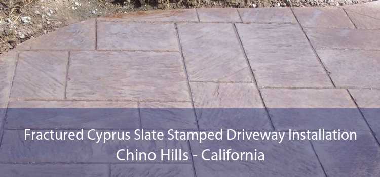 Fractured Cyprus Slate Stamped Driveway Installation Chino Hills - California
