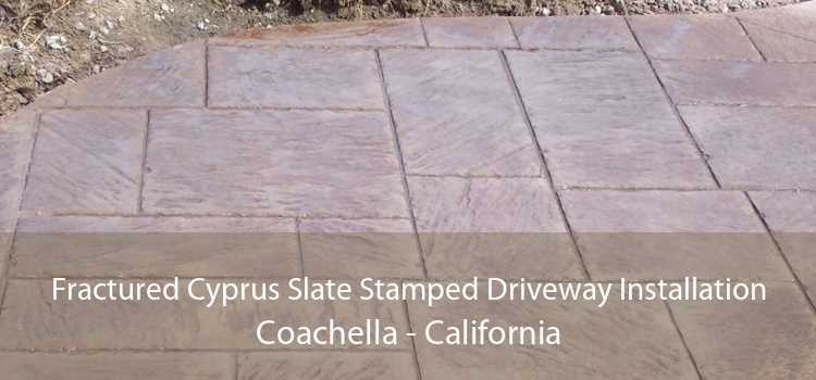 Fractured Cyprus Slate Stamped Driveway Installation Coachella - California