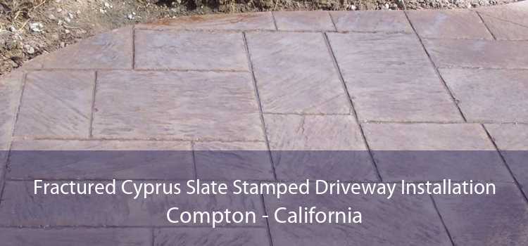 Fractured Cyprus Slate Stamped Driveway Installation Compton - California