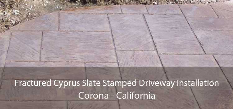 Fractured Cyprus Slate Stamped Driveway Installation Corona - California