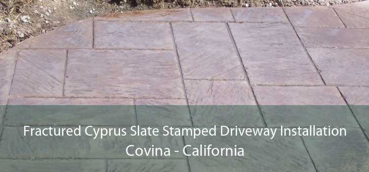 Fractured Cyprus Slate Stamped Driveway Installation Covina - California