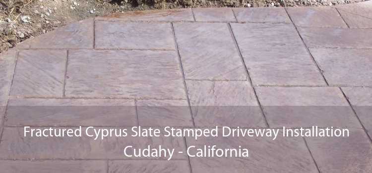 Fractured Cyprus Slate Stamped Driveway Installation Cudahy - California