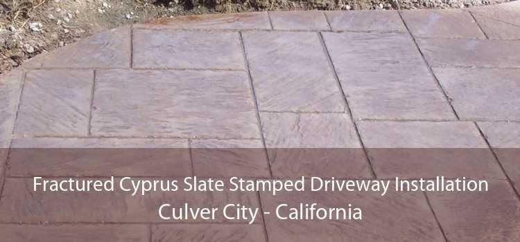 Fractured Cyprus Slate Stamped Driveway Installation Culver City - California