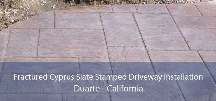 Fractured Cyprus Slate Stamped Driveway Installation Duarte - California