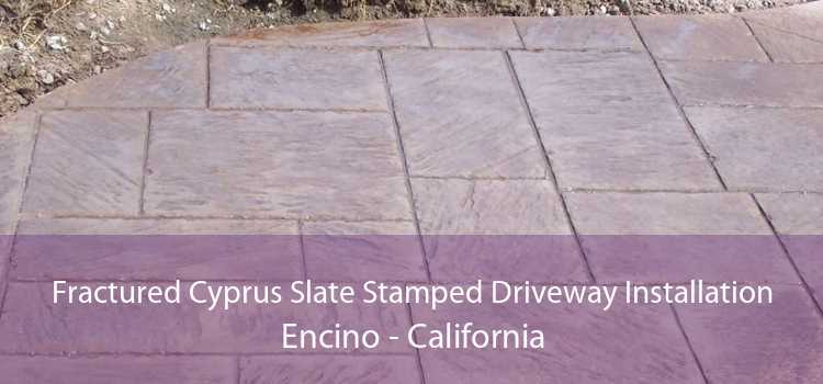 Fractured Cyprus Slate Stamped Driveway Installation Encino - California