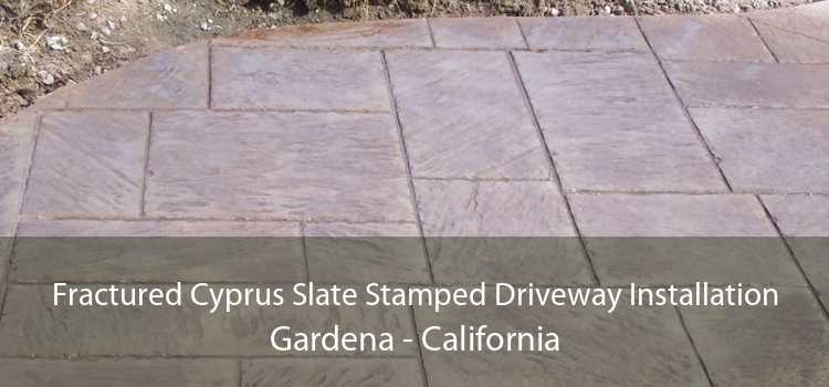 Fractured Cyprus Slate Stamped Driveway Installation Gardena - California