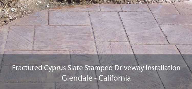 Fractured Cyprus Slate Stamped Driveway Installation Glendale - California