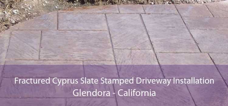 Fractured Cyprus Slate Stamped Driveway Installation Glendora - California
