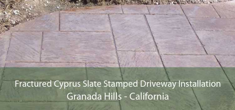 Fractured Cyprus Slate Stamped Driveway Installation Granada Hills - California