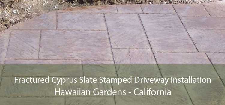 Fractured Cyprus Slate Stamped Driveway Installation Hawaiian Gardens - California