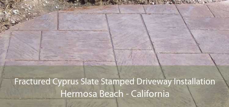 Fractured Cyprus Slate Stamped Driveway Installation Hermosa Beach - California