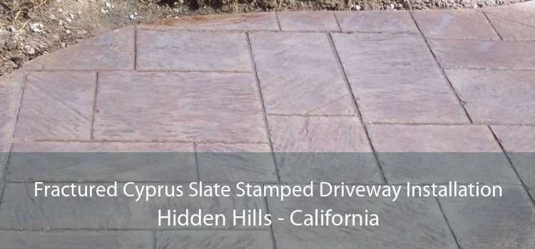 Fractured Cyprus Slate Stamped Driveway Installation Hidden Hills - California
