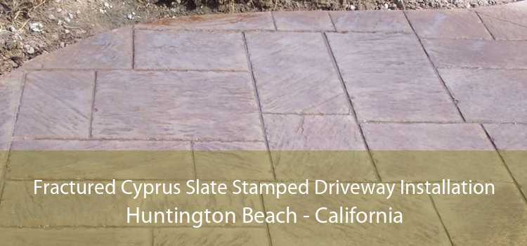 Fractured Cyprus Slate Stamped Driveway Installation Huntington Beach - California