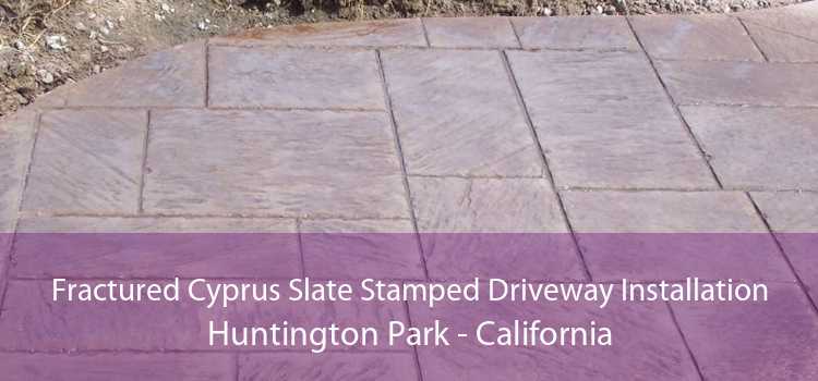 Fractured Cyprus Slate Stamped Driveway Installation Huntington Park - California