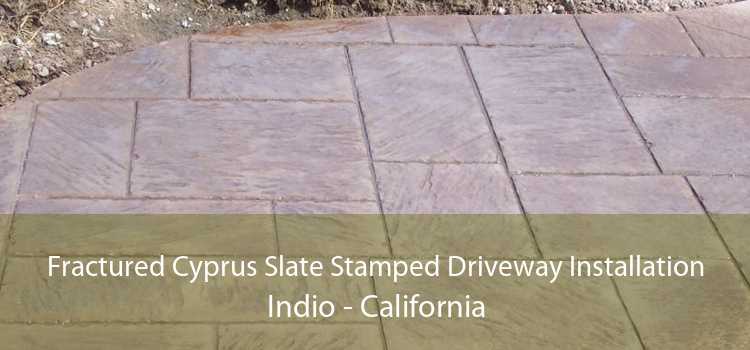 Fractured Cyprus Slate Stamped Driveway Installation Indio - California
