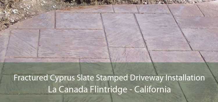 Fractured Cyprus Slate Stamped Driveway Installation La Canada Flintridge - California