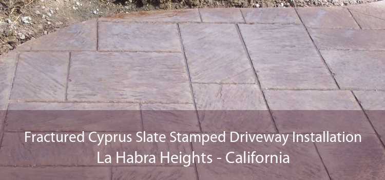Fractured Cyprus Slate Stamped Driveway Installation La Habra Heights - California