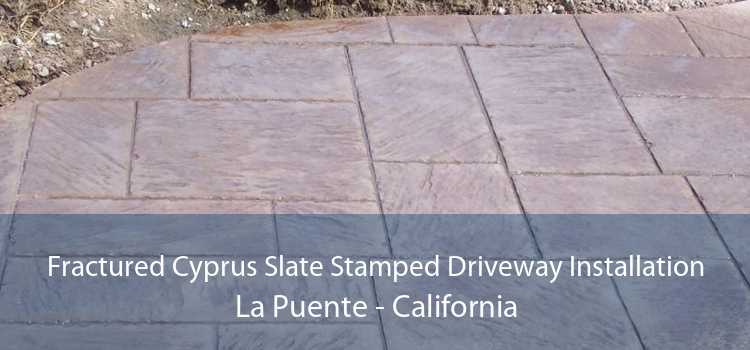 Fractured Cyprus Slate Stamped Driveway Installation La Puente - California