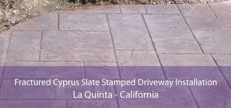 Fractured Cyprus Slate Stamped Driveway Installation La Quinta - California