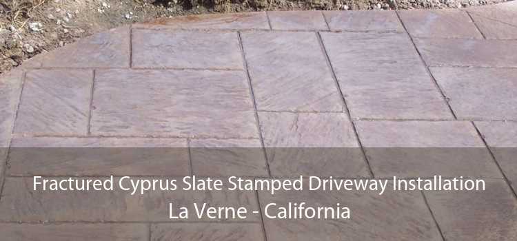 Fractured Cyprus Slate Stamped Driveway Installation La Verne - California