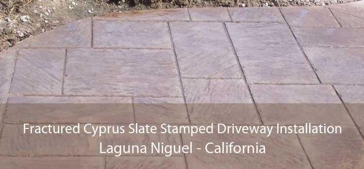 Fractured Cyprus Slate Stamped Driveway Installation Laguna Niguel - California