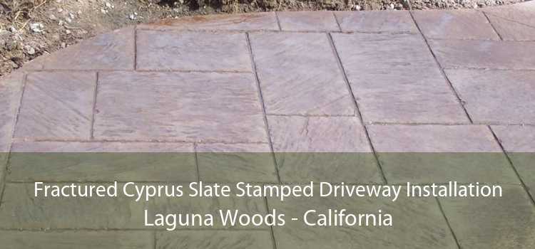 Fractured Cyprus Slate Stamped Driveway Installation Laguna Woods - California