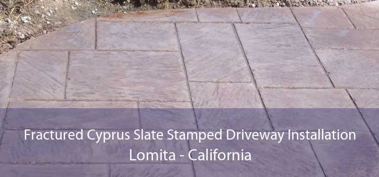 Fractured Cyprus Slate Stamped Driveway Installation Lomita - California