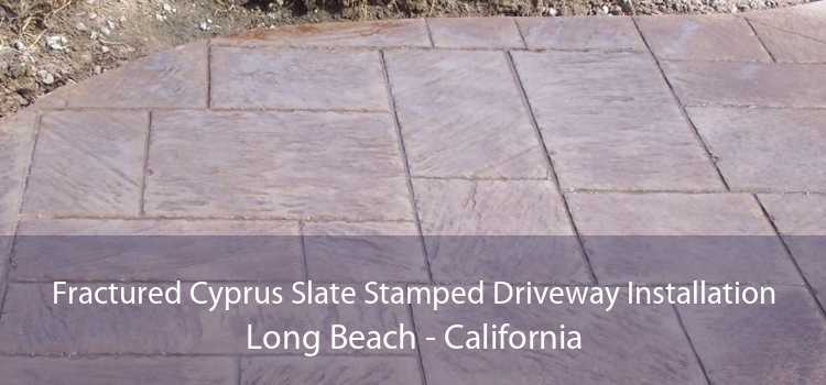Fractured Cyprus Slate Stamped Driveway Installation Long Beach - California