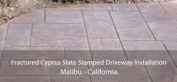 Fractured Cyprus Slate Stamped Driveway Installation Malibu - California