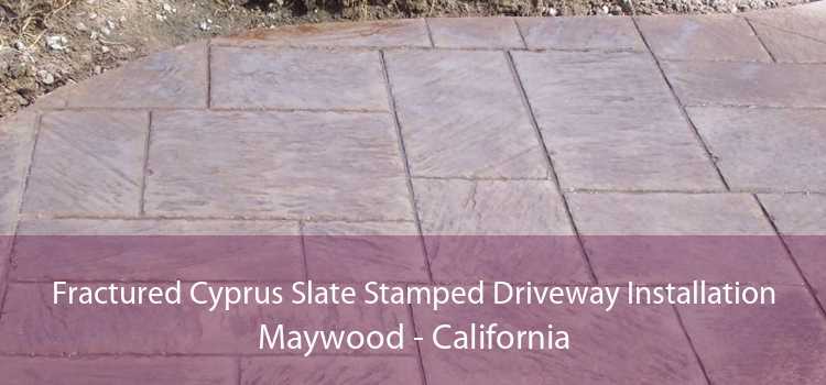 Fractured Cyprus Slate Stamped Driveway Installation Maywood - California