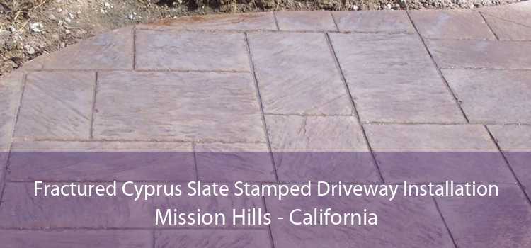Fractured Cyprus Slate Stamped Driveway Installation Mission Hills - California