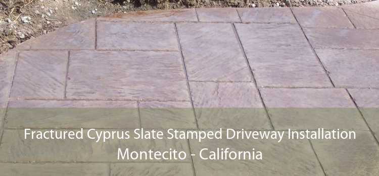 Fractured Cyprus Slate Stamped Driveway Installation Montecito - California
