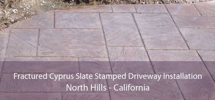 Fractured Cyprus Slate Stamped Driveway Installation North Hills - California