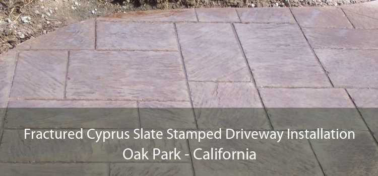 Fractured Cyprus Slate Stamped Driveway Installation Oak Park - California