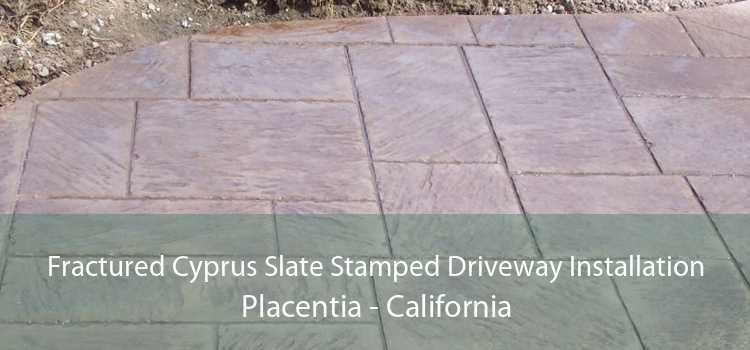 Fractured Cyprus Slate Stamped Driveway Installation Placentia - California