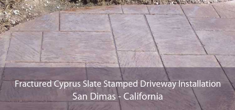Fractured Cyprus Slate Stamped Driveway Installation San Dimas - California