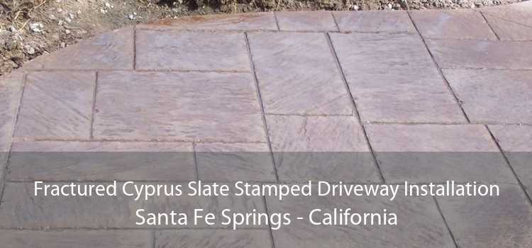 Fractured Cyprus Slate Stamped Driveway Installation Santa Fe Springs - California