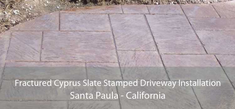 Fractured Cyprus Slate Stamped Driveway Installation Santa Paula - California