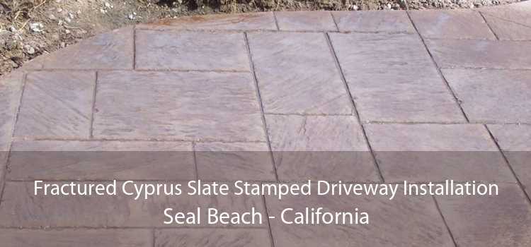 Fractured Cyprus Slate Stamped Driveway Installation Seal Beach - California